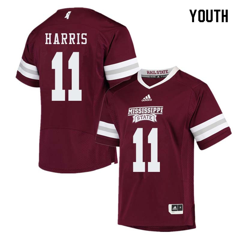 Youth #11 Dezmond Harris Mississippi State Bulldogs College Football Jerseys Sale-Maroon